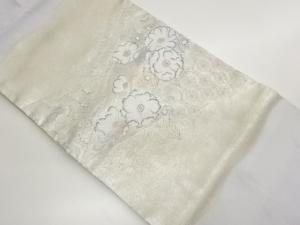 銀駒刺繍手描き松皮菱に辻ヶ花・花菱七宝模様名古屋帯